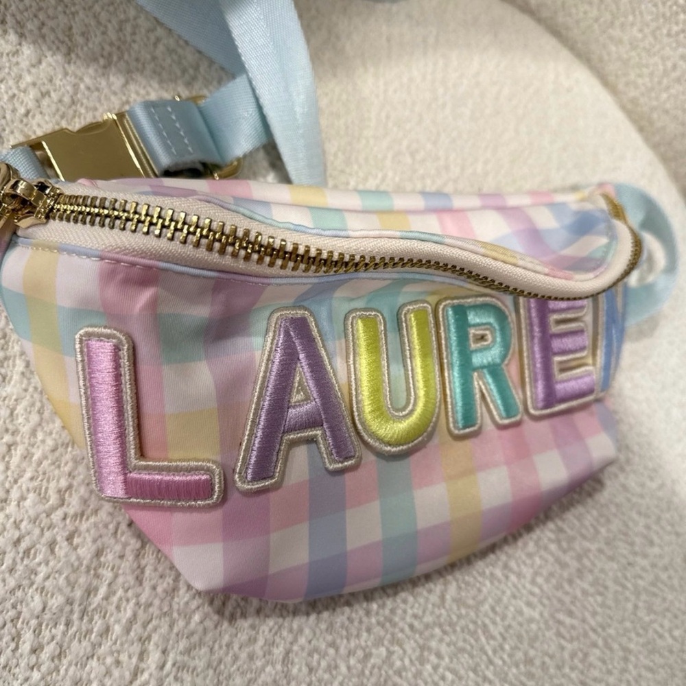 Stoney Clover Personalized Rainbow Gingham Fanny Pack